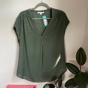 Stitch Fix olive polka dot blouse, size XXL, NWT